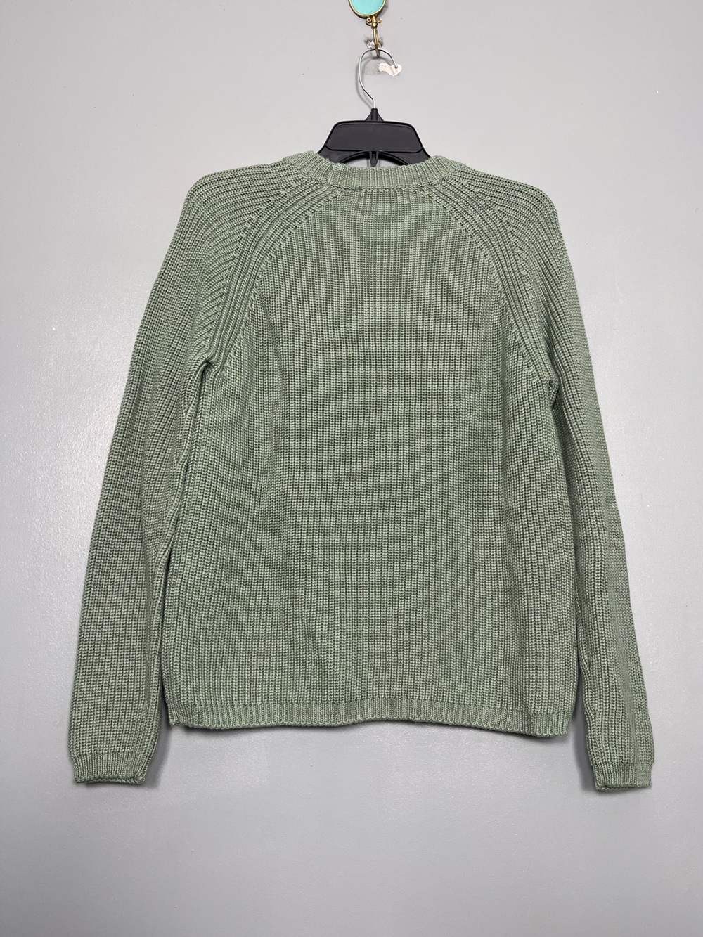 Pura Cashmere 100% Cotton Fisherman Crewneck Sweater Women’s Size XS Sage Green - Picture 2 of 7